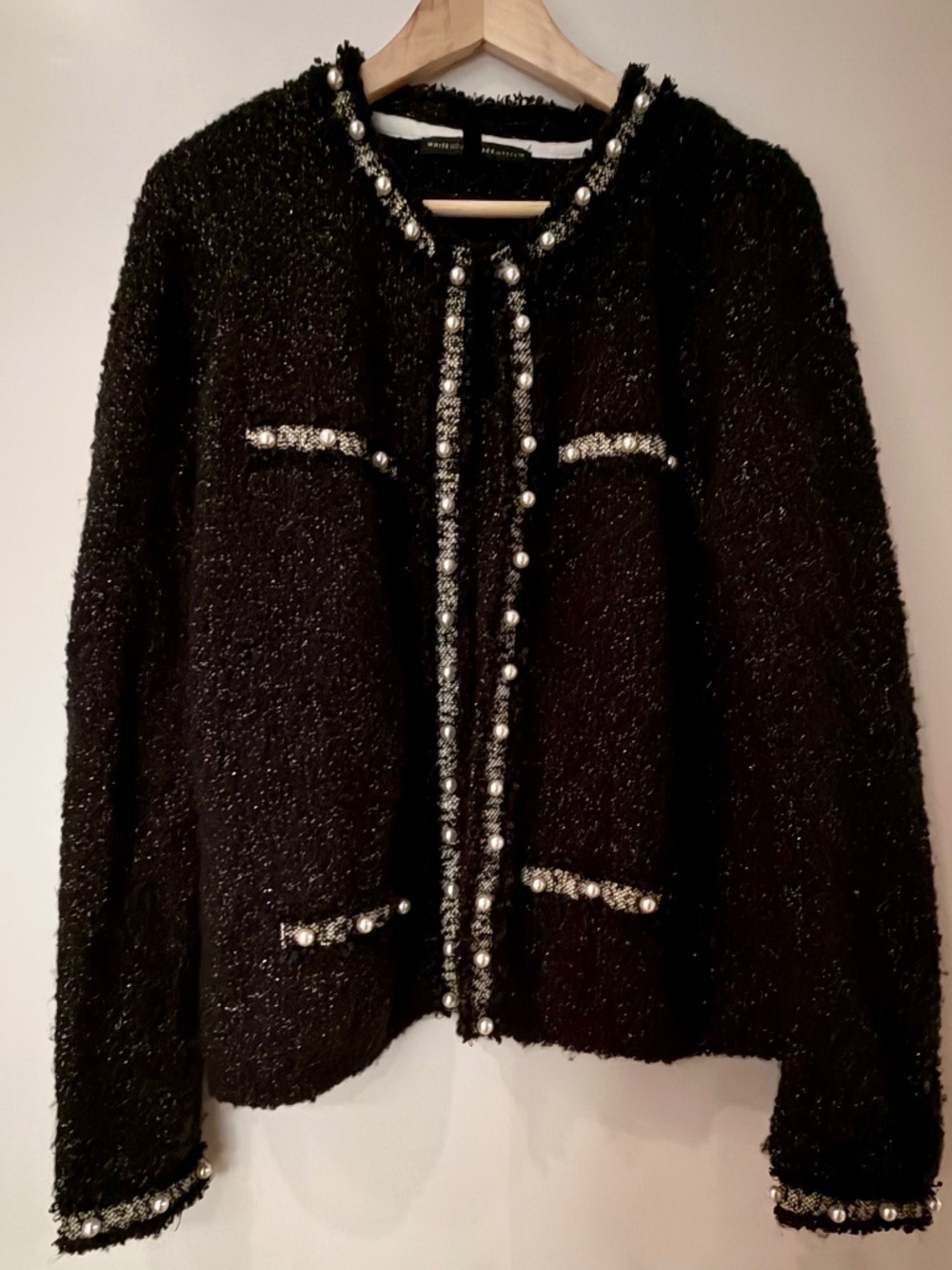 White House Black Market Embellished Pearl Cardigan